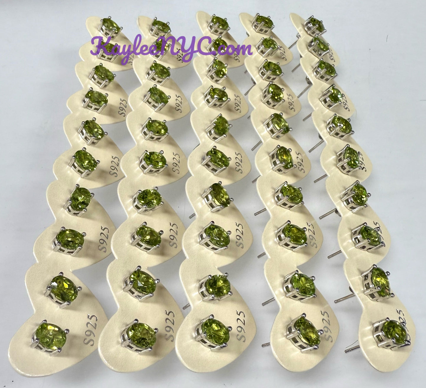 Wholesale Lot 5 Pairs Natural Peridot Sterling Silver(925) Earring Studs 5x7mm