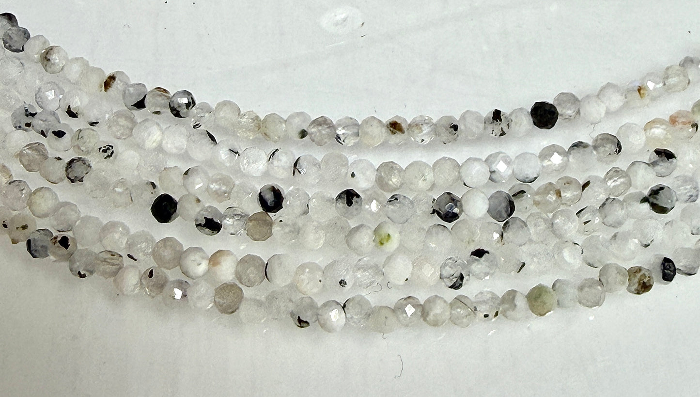 6 PCs 2mm Faceted Rainbow Moonstone Necklace Stainless Steel Findings