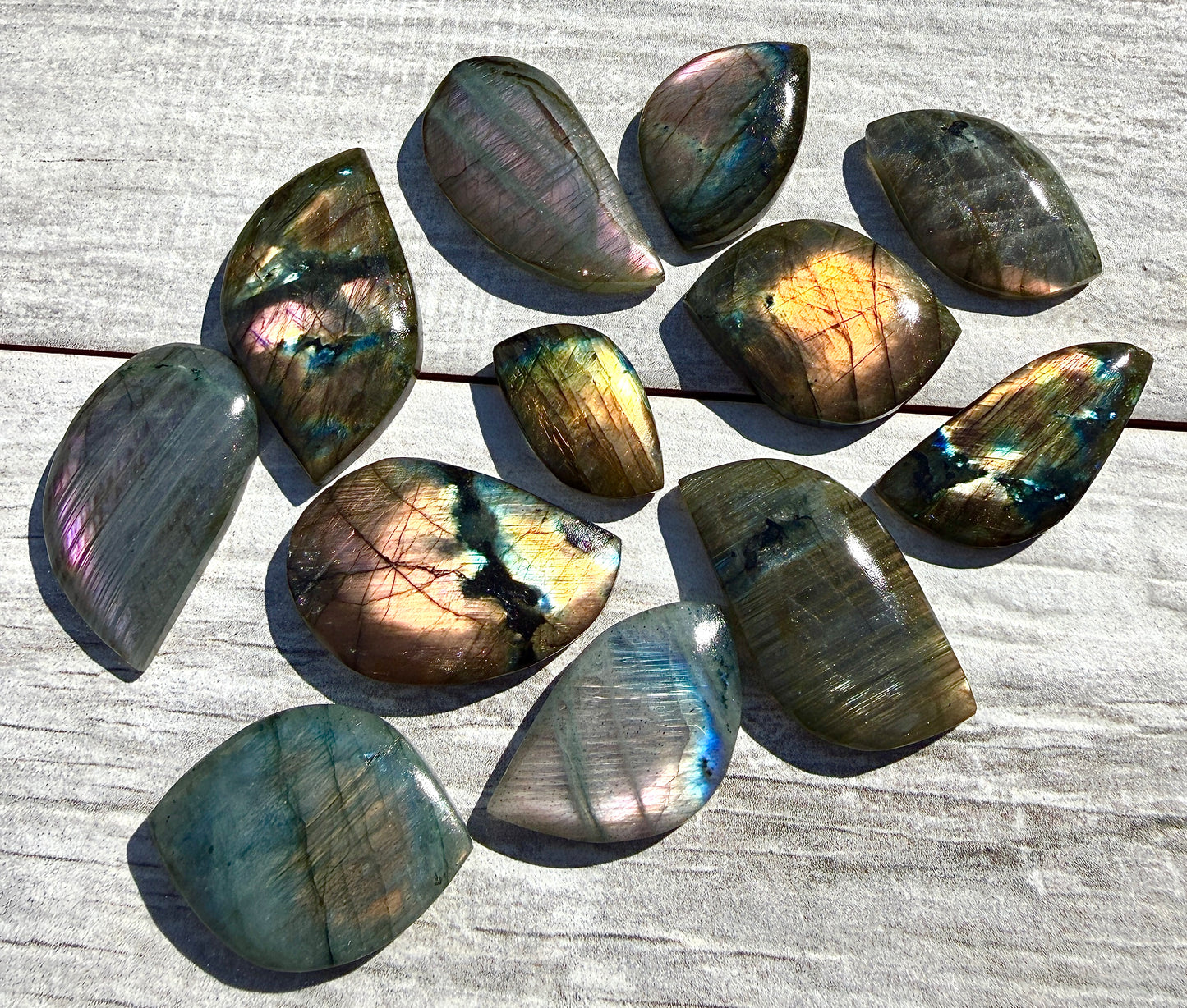 Wholesale Lot 12 pcs Natural Sunset Labradorite Cabochon Crystal Healing Energy