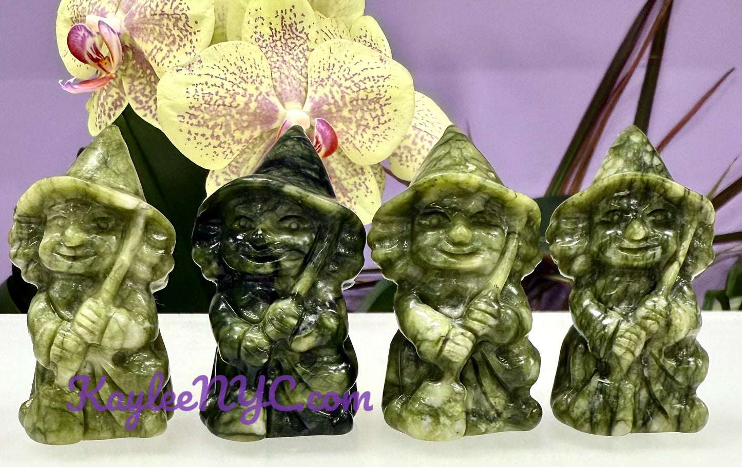 Wholesale lot 4 PCs Natural Nephirte Jade Witch 6cm Crystal Healing Energy