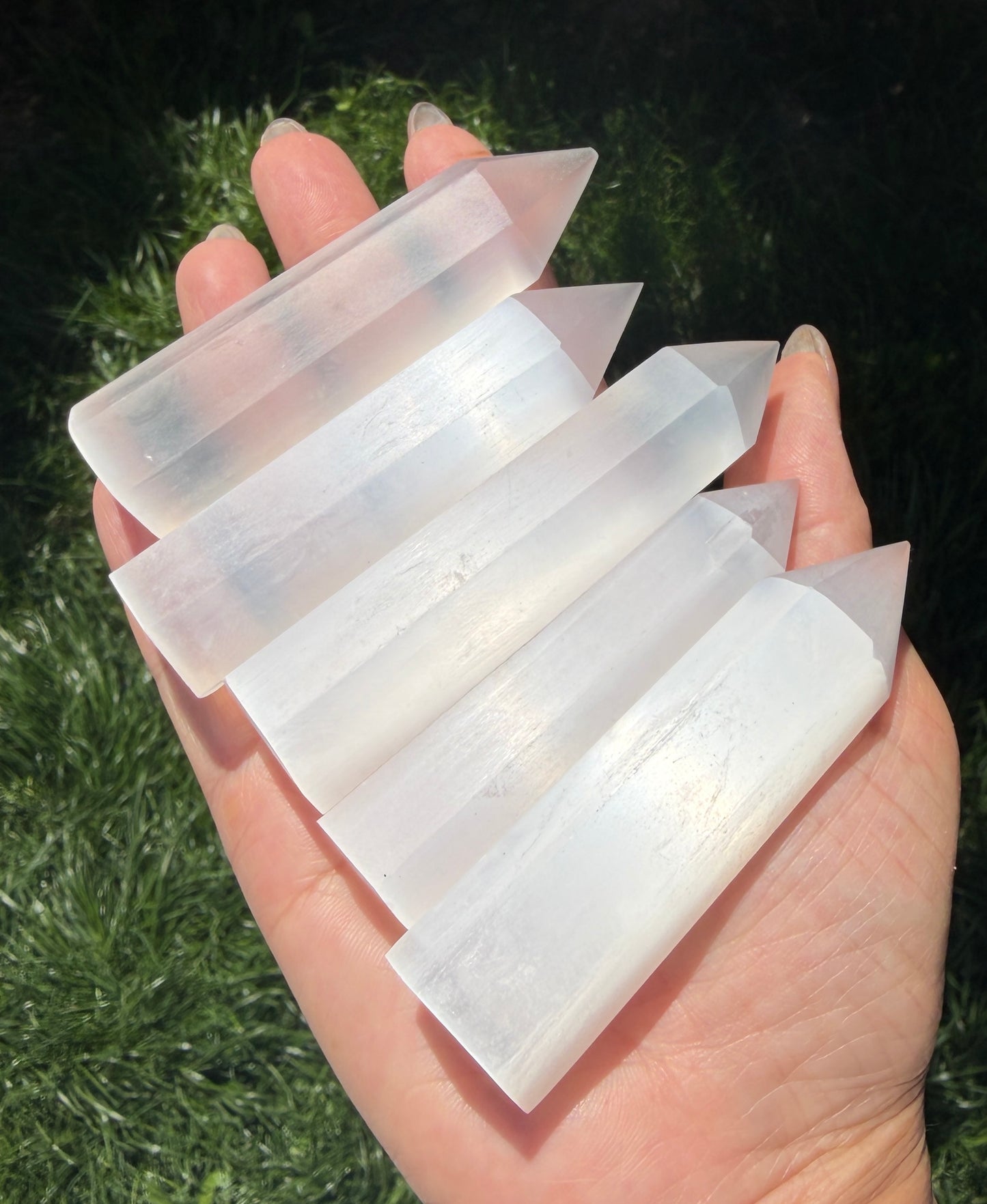 Wholesale Lot 2 lbs Natural Selenite aka Satin Spar Obelisk Tower Point Crystal Healing Energy