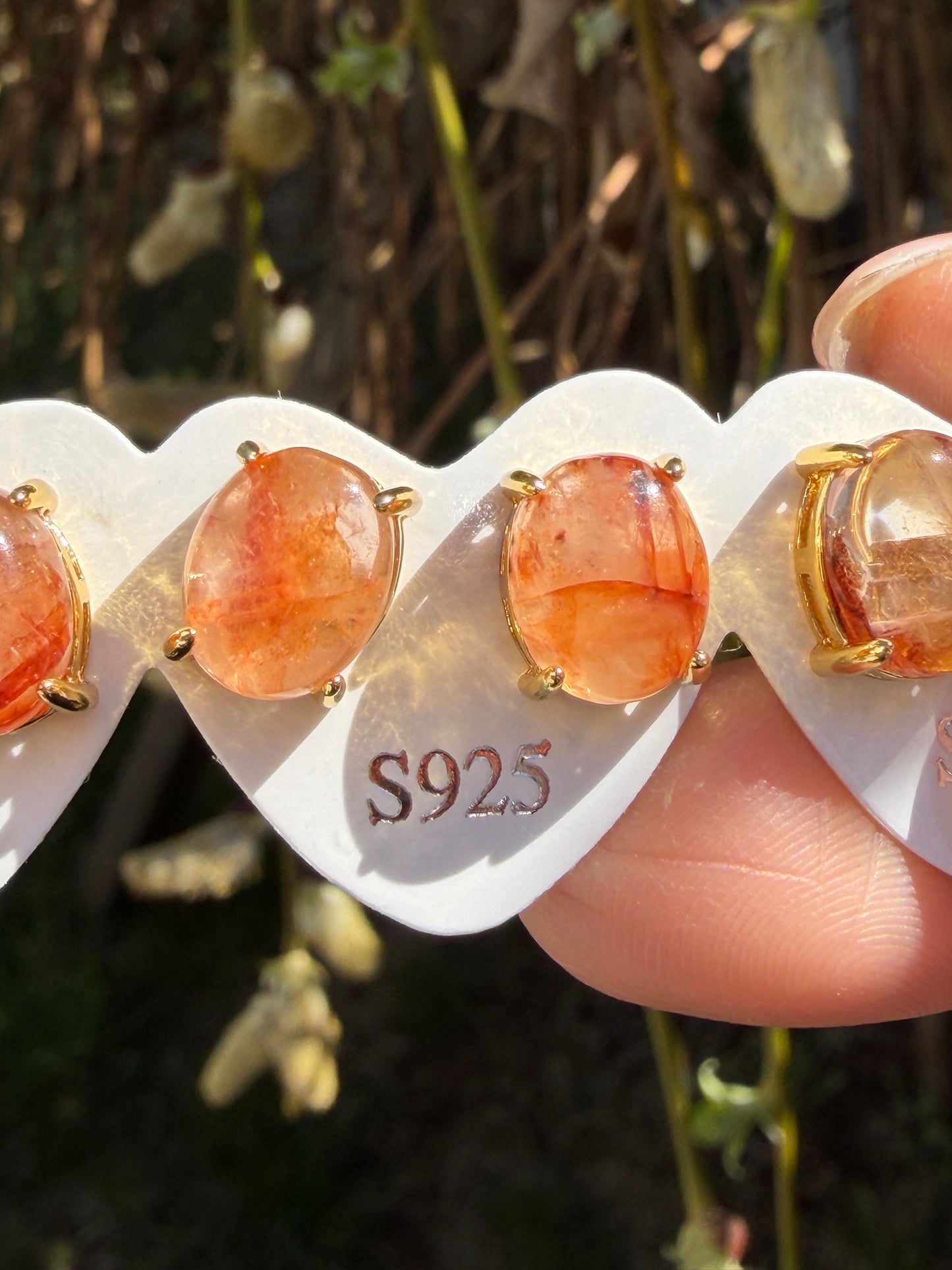 Wholesale Lot 5 Pairs Natural Hematiod Fire Quartz Sterling Silver(925) Earring Studs 8x10mm