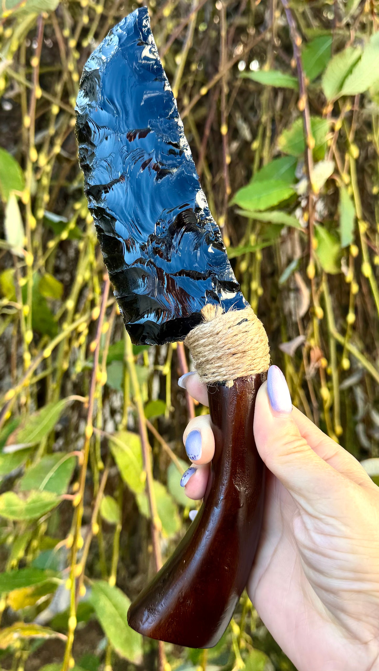 2 pcs Natural Obsidian Dagger & Knife Crystal Healing Energy