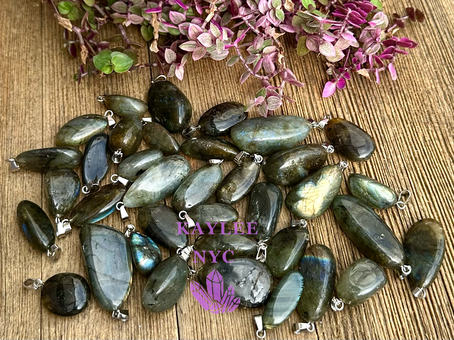 36 PCs Natural Labradorite Crystal Pendant