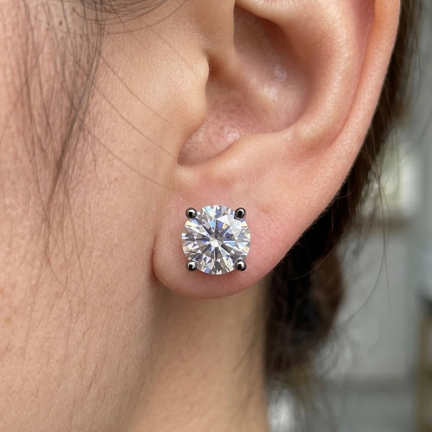 Wholesale Lot 5 Pairs Natural Moissanite Sterling Silver(925) Earring Studs 7.5mm