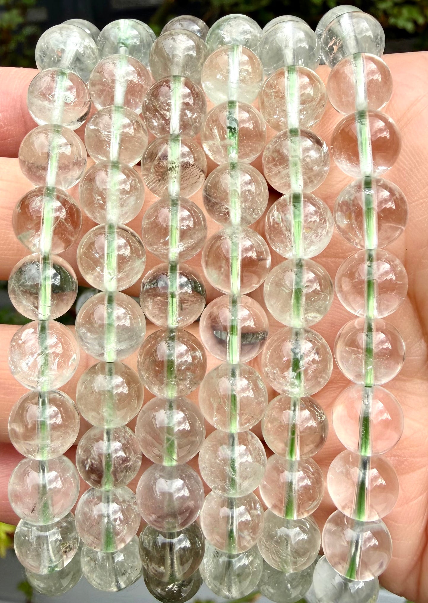 6 PCs Prasiolite 8mm 7.5” Stretch Bracelet crystals healing energy