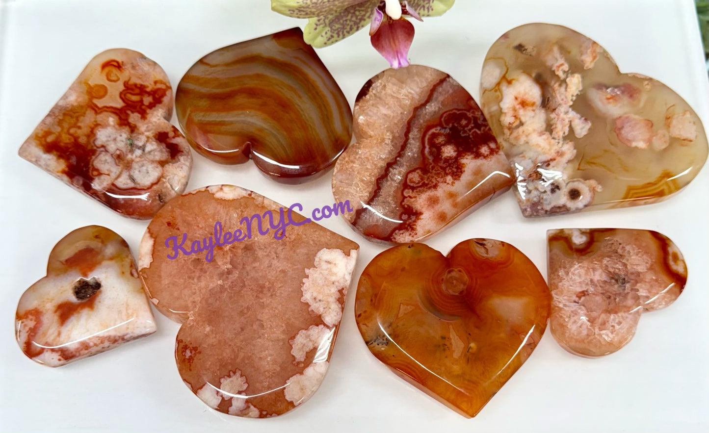 Wholesale Lot 2 lbs Natural Carnelian Flower Agate Heart Crystal Healing Energy