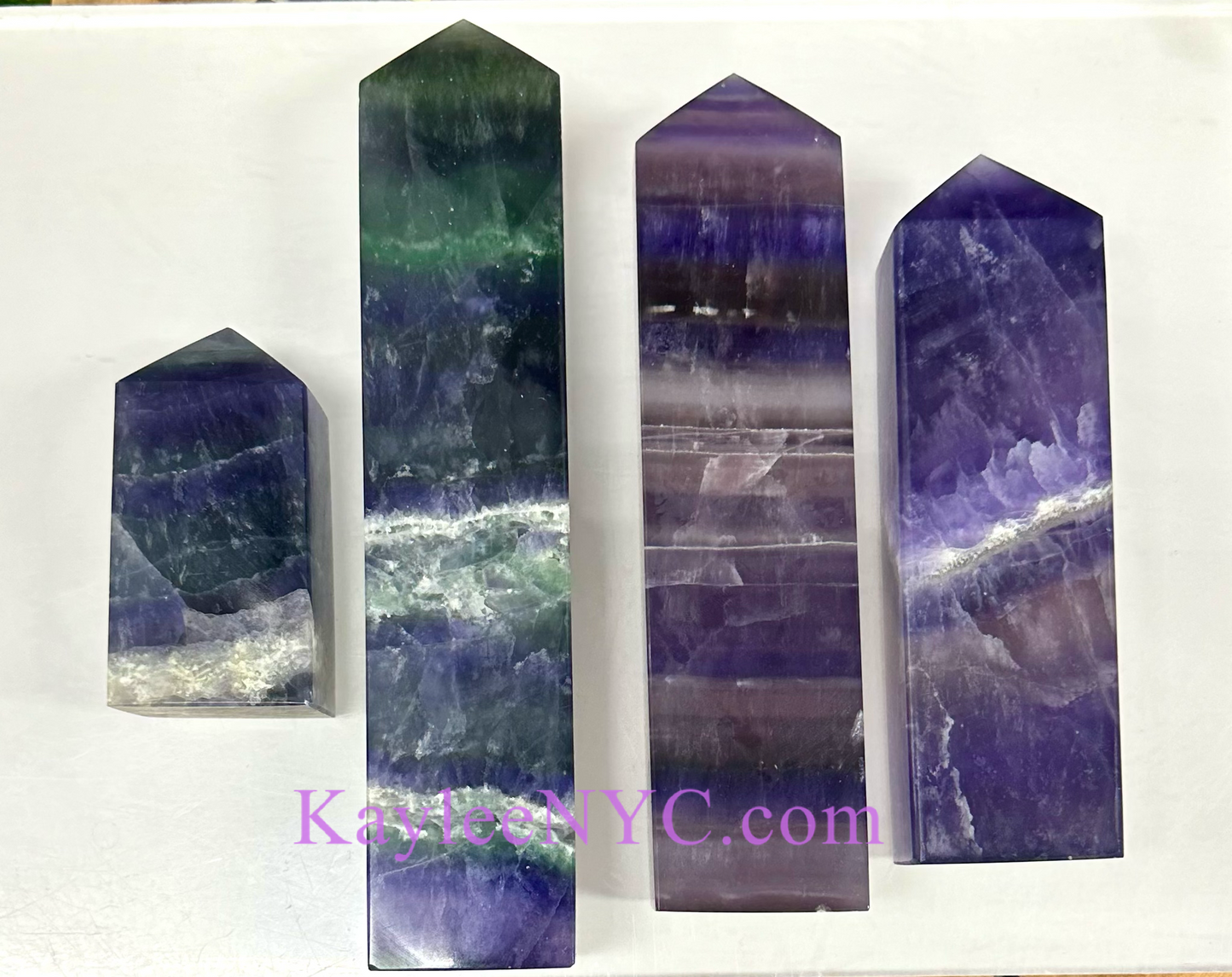 Wholesale Lot 5 pcs Large Natural Purple Fluorite Obelisk Tower Point Crystal Healing Energy