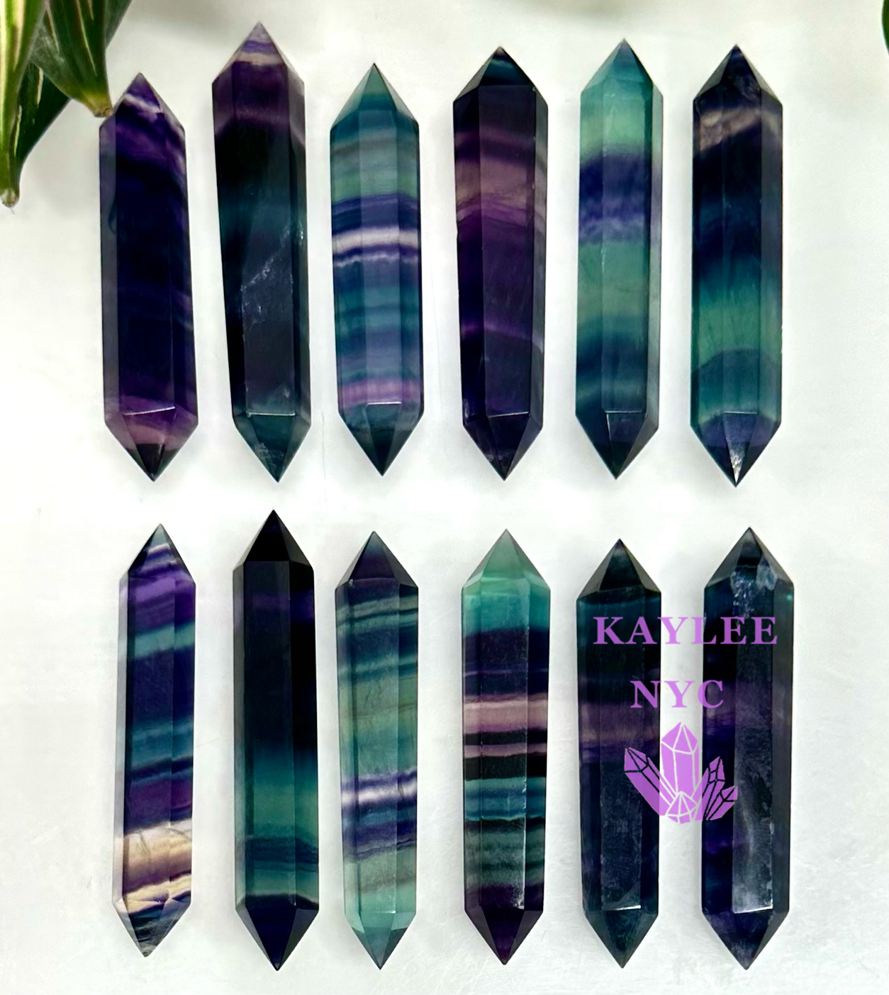 12 PCs Natural Rsinbow Fluorite Double Terminated point