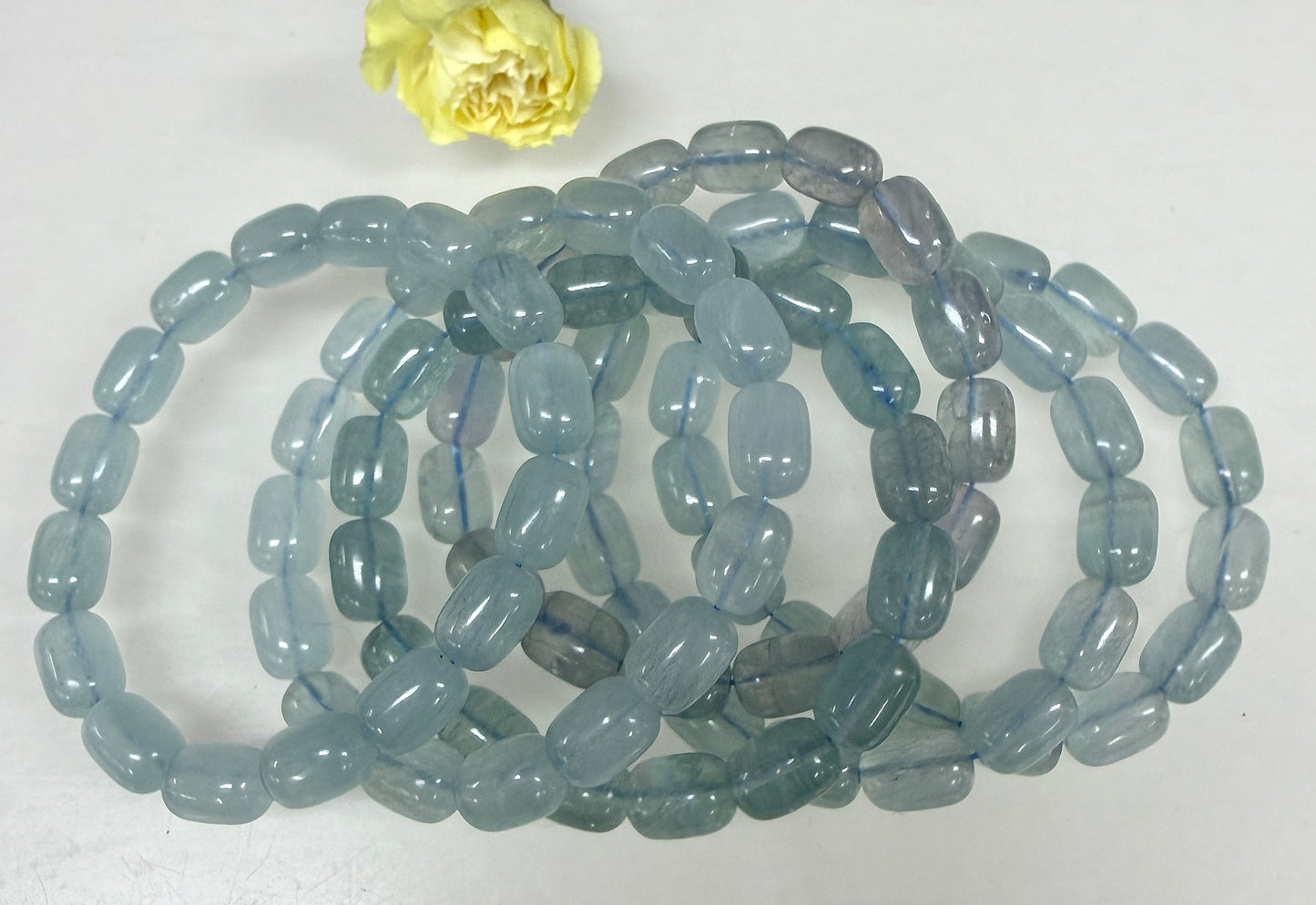 Wholesale 6 Pcs 8x12mm Natural Fluorite 7.5” Crystal Healing Stretch Bracelet