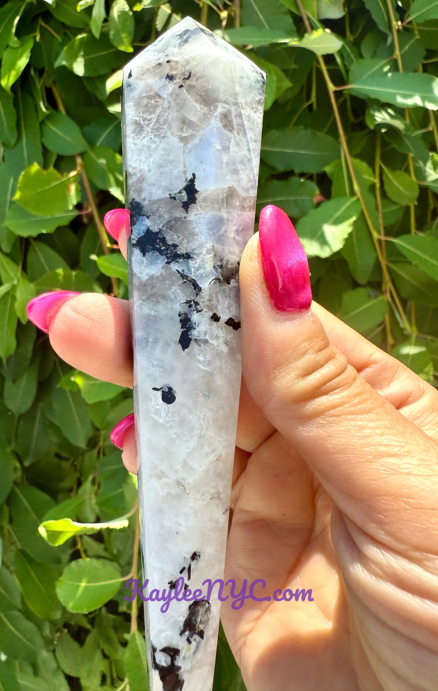 Wholesale Lot 4 pcs Natural Rainbow Moonshine Scepter w stand Crystal Energy