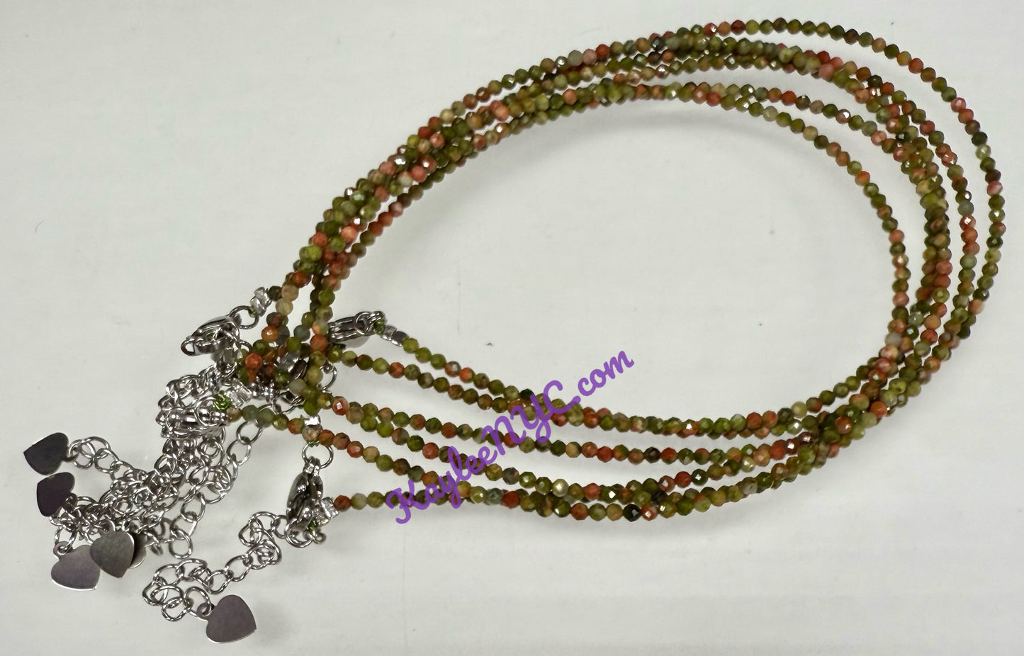6 PCs 2mm Natural Unakite Anklets Crystal Healing Energy