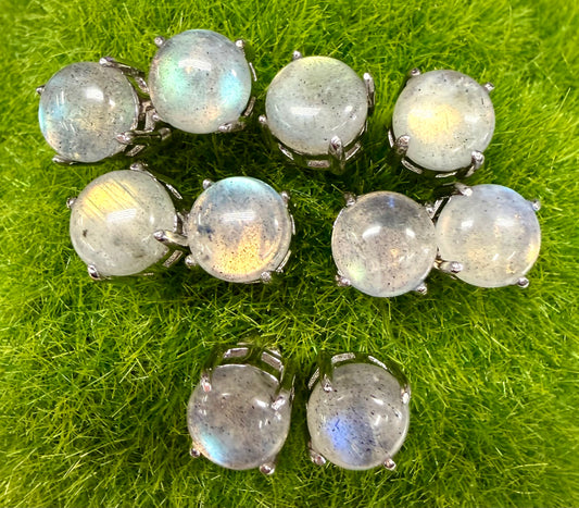 Wholesale 5 Pairs Natural Labradorite Sterling Silver(925) Posts 7mm