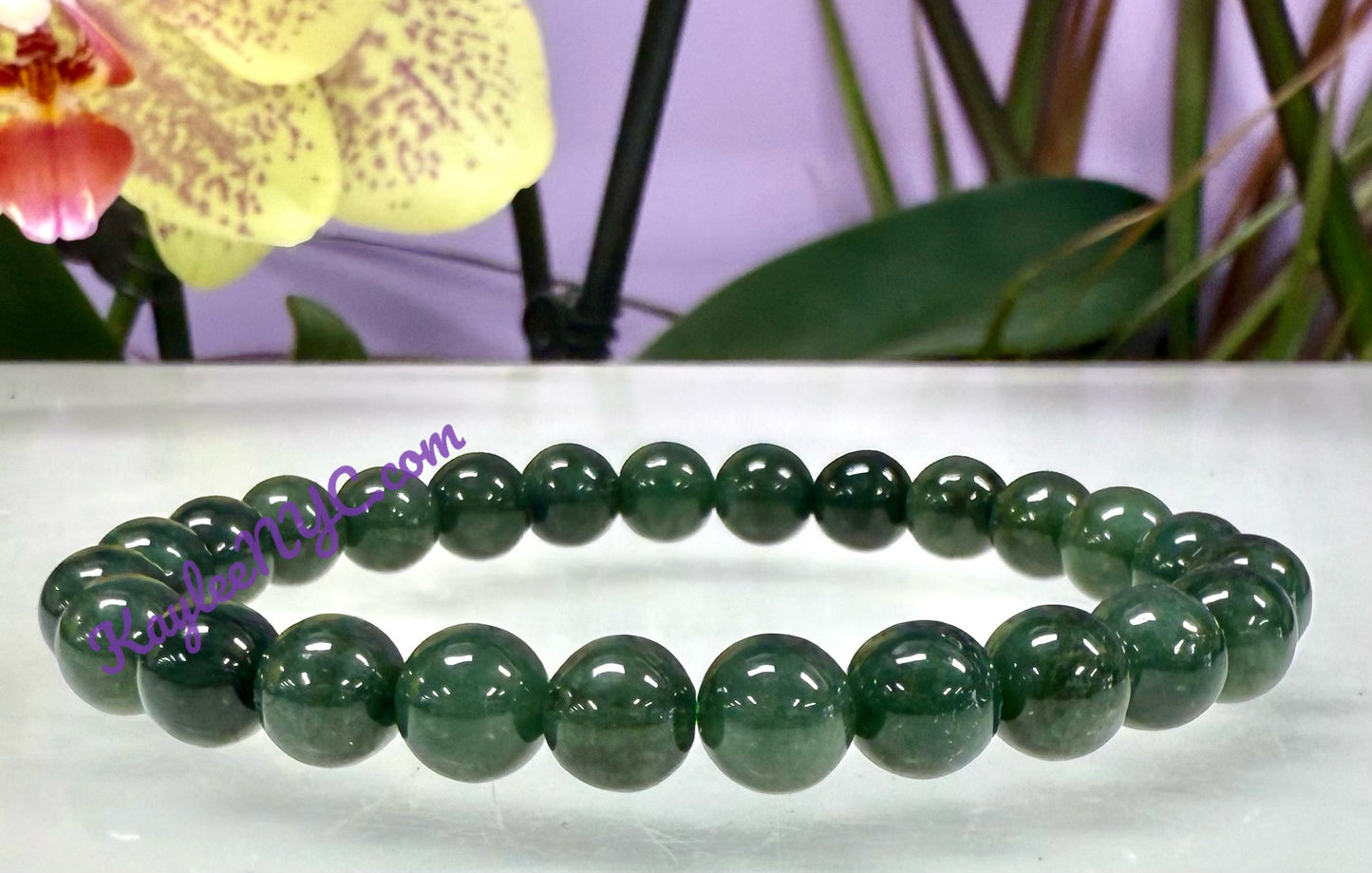 Wholesale 6 Pcs Natural Dark Green Burma Jade Jadeite 8mm 7.5” Crystal Healing Stretch Bracelet