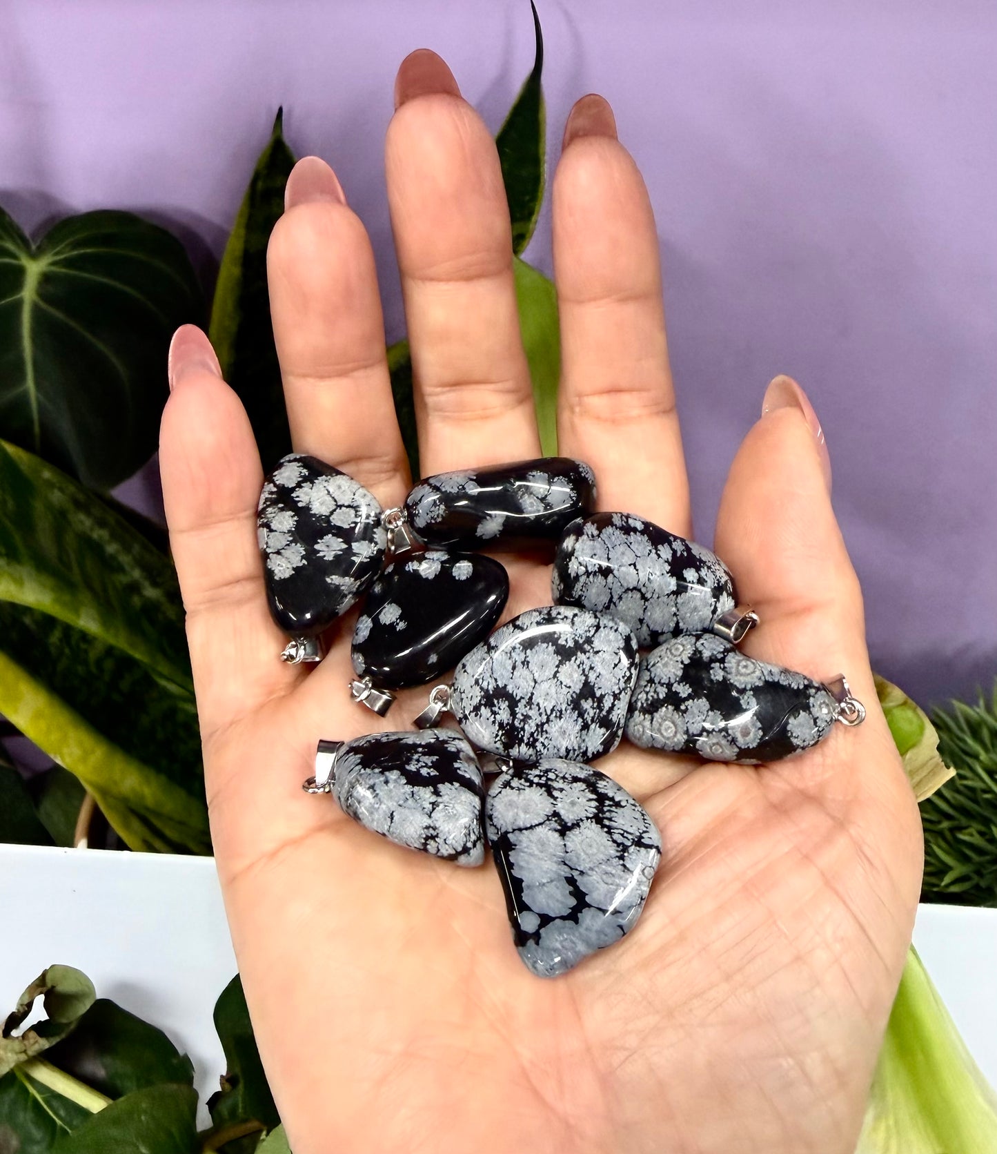 36 PCs Natural Snowflake Obsidian Crystal Pendant