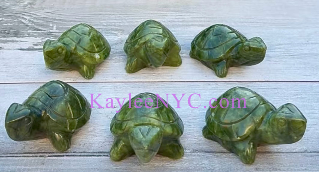 6 PCs Natural Nephrite Jade Turtle healing energy