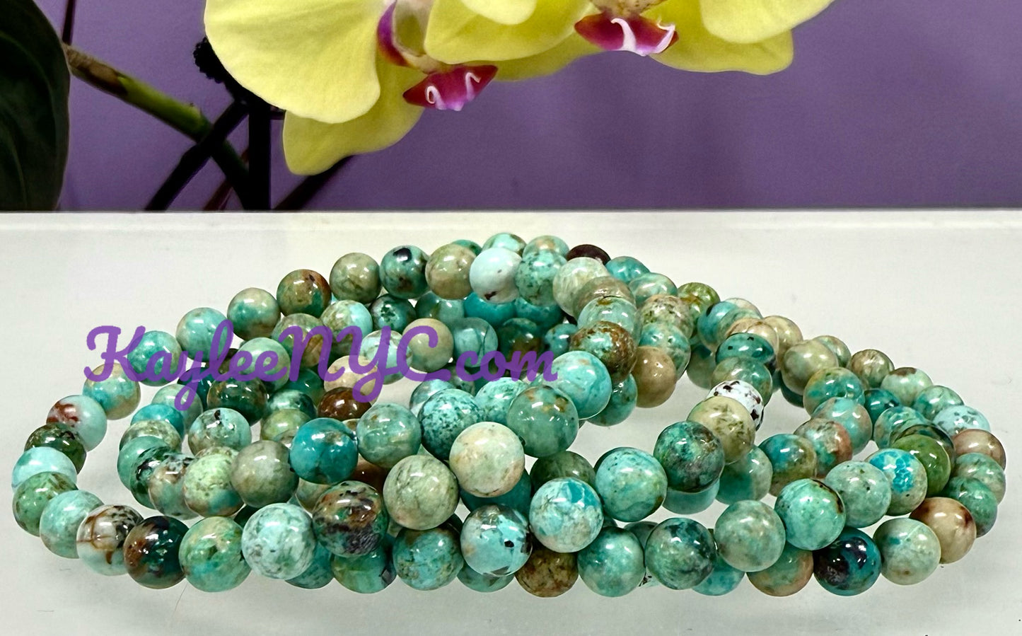 Wholesale 6 Pcs Natural Turquoise 6mm 7.5” Crystal Healing Stretch Bracelet