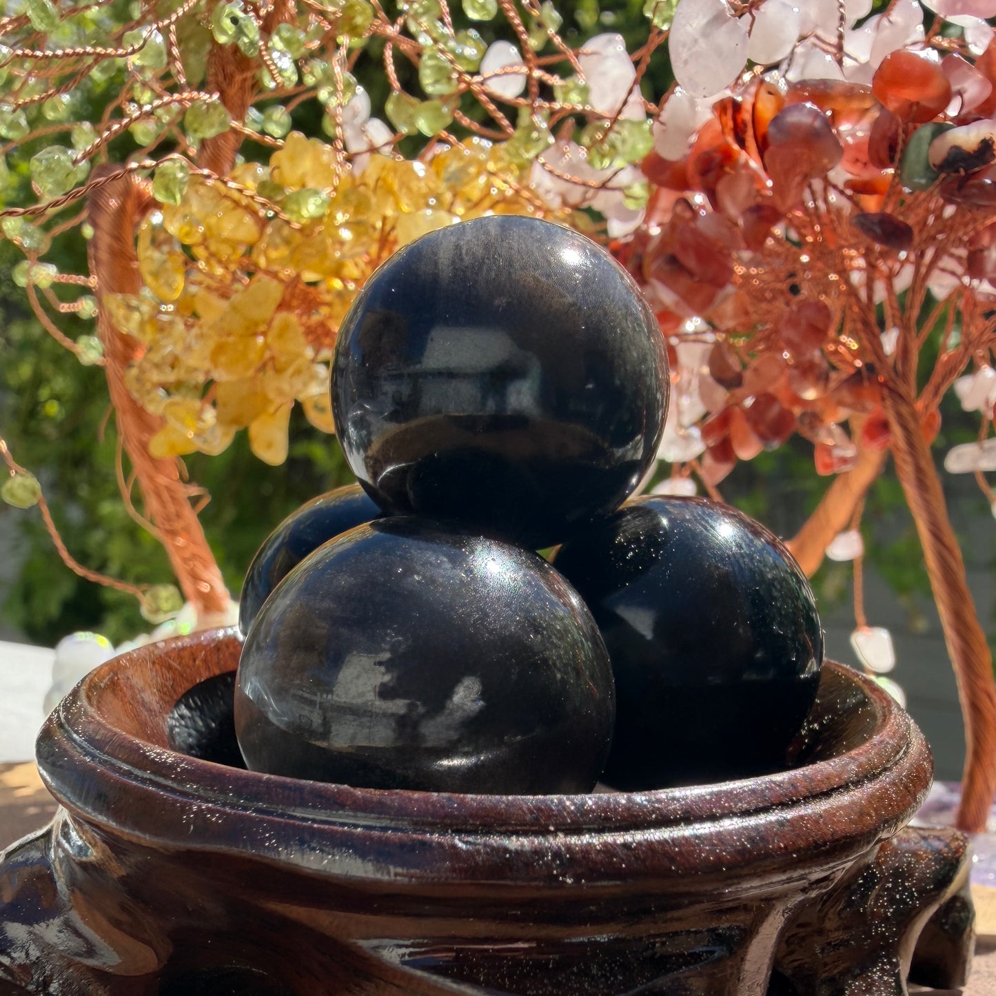 Wholesale Lot – 2 lbs Silver Sheen Obsidian Spheres | Natural Volcanic Glass