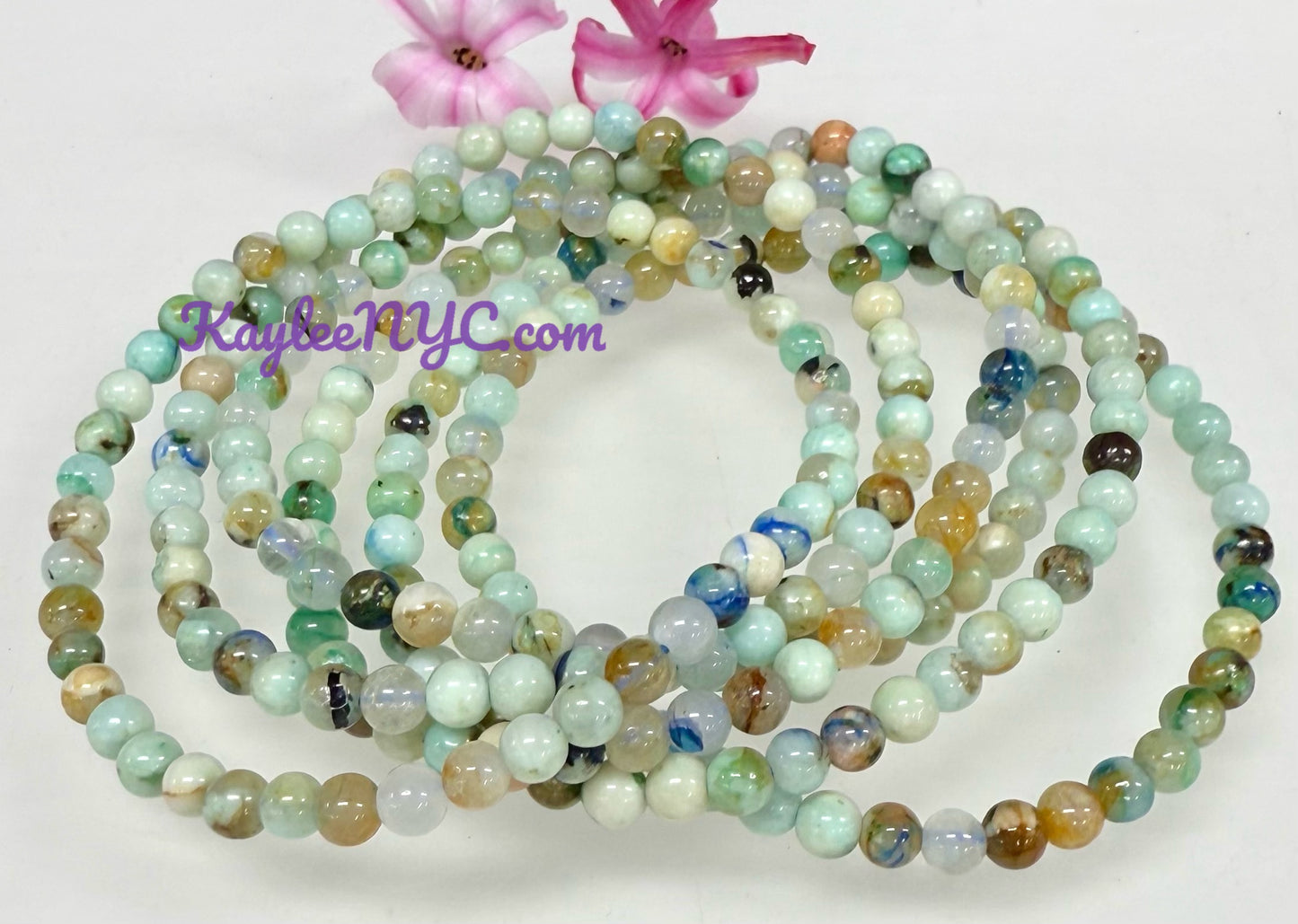 6pcs 4mm Natural Fynchenite Stretch Bracelet 7.5”