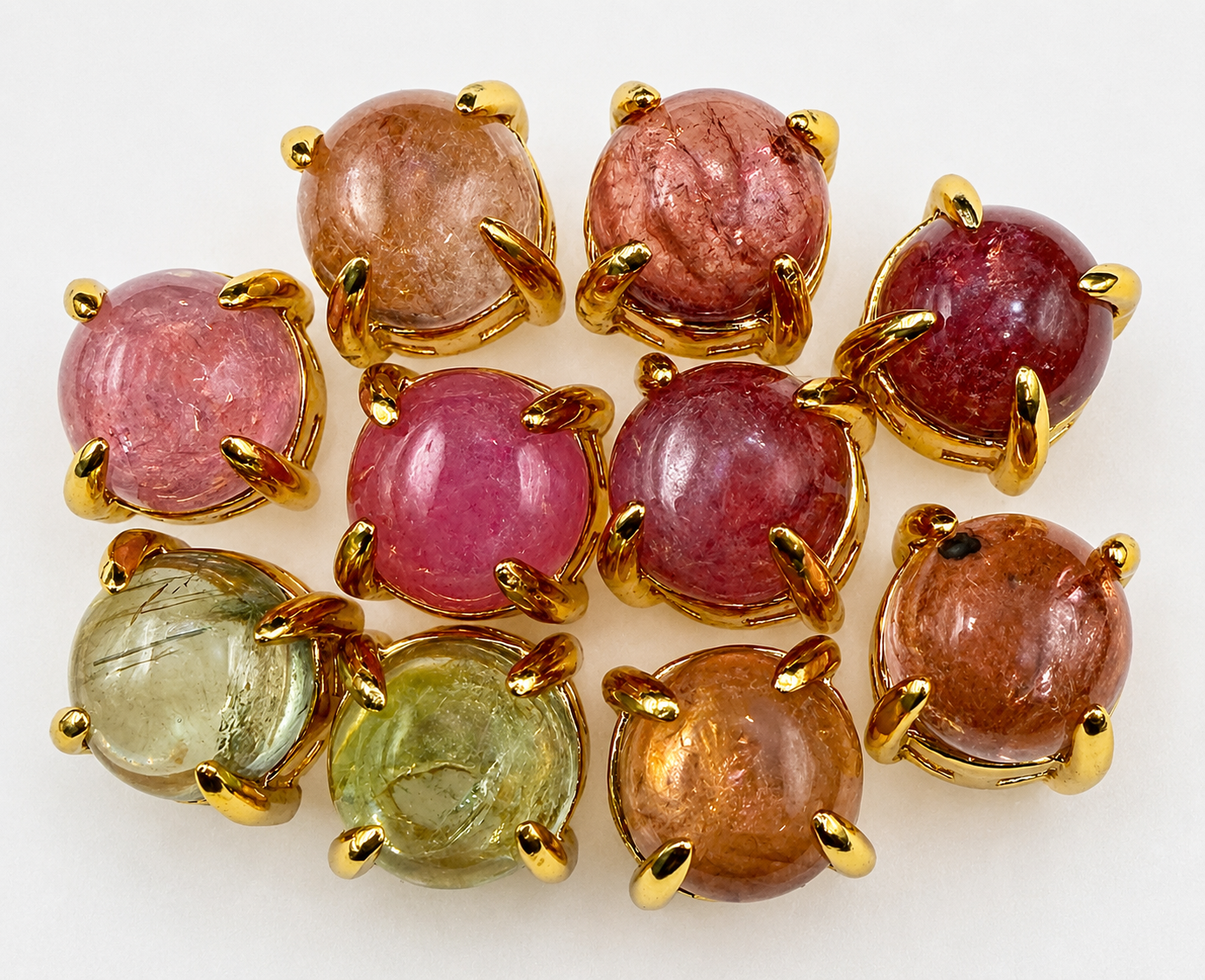 Wholesale Lot 5 Pairs Natural Watermelon Tourmaline Earring Stud w gold filled 6mm