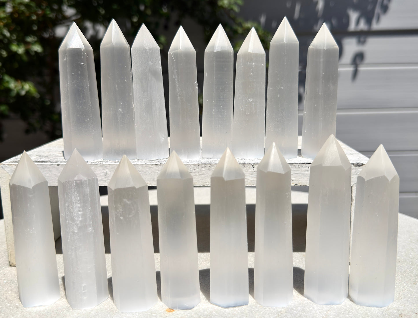 Wholesale Lot 2 lbs Natural Selenite aka Satin Spar Obelisk Tower Point Crystal Healing Energy