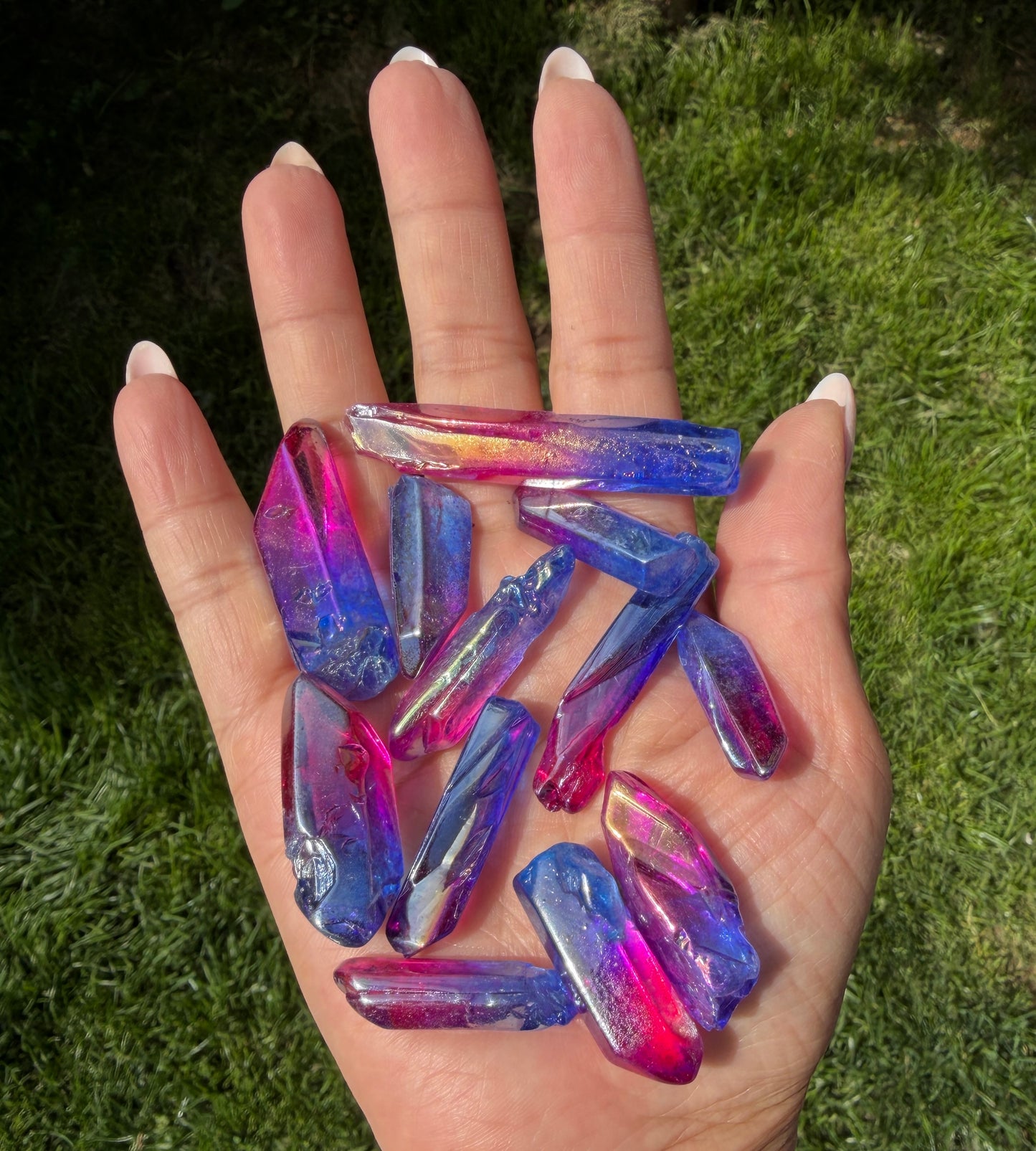 Wholesale Lot 1 Lb Rainbow Aura Quartz Wand Tumble Crystal Nice Quality