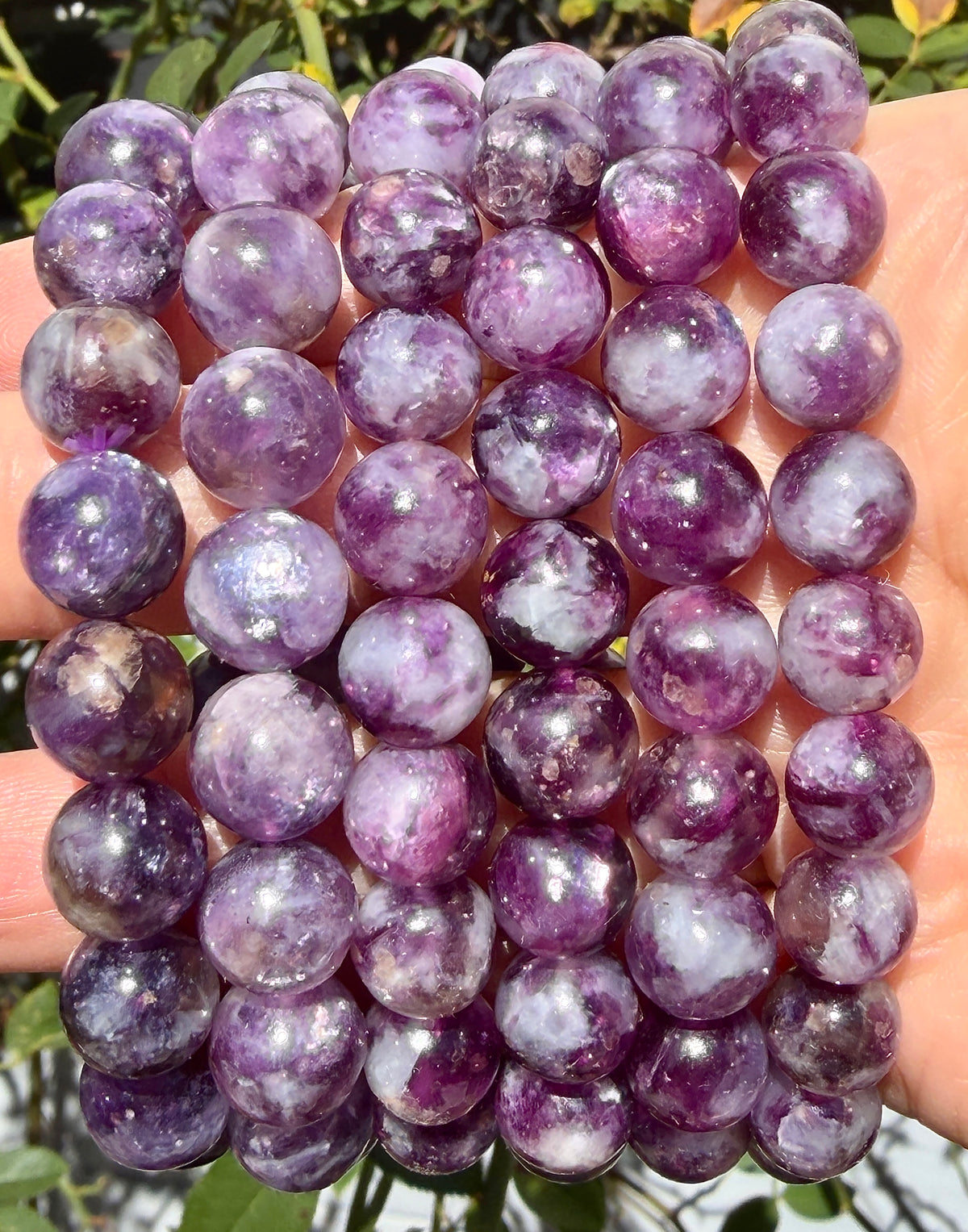 Wholesale 6 Pcs 8-11mm Natural Lepidolite Mica 7.5” Crystal Healing Stretch Bracelet