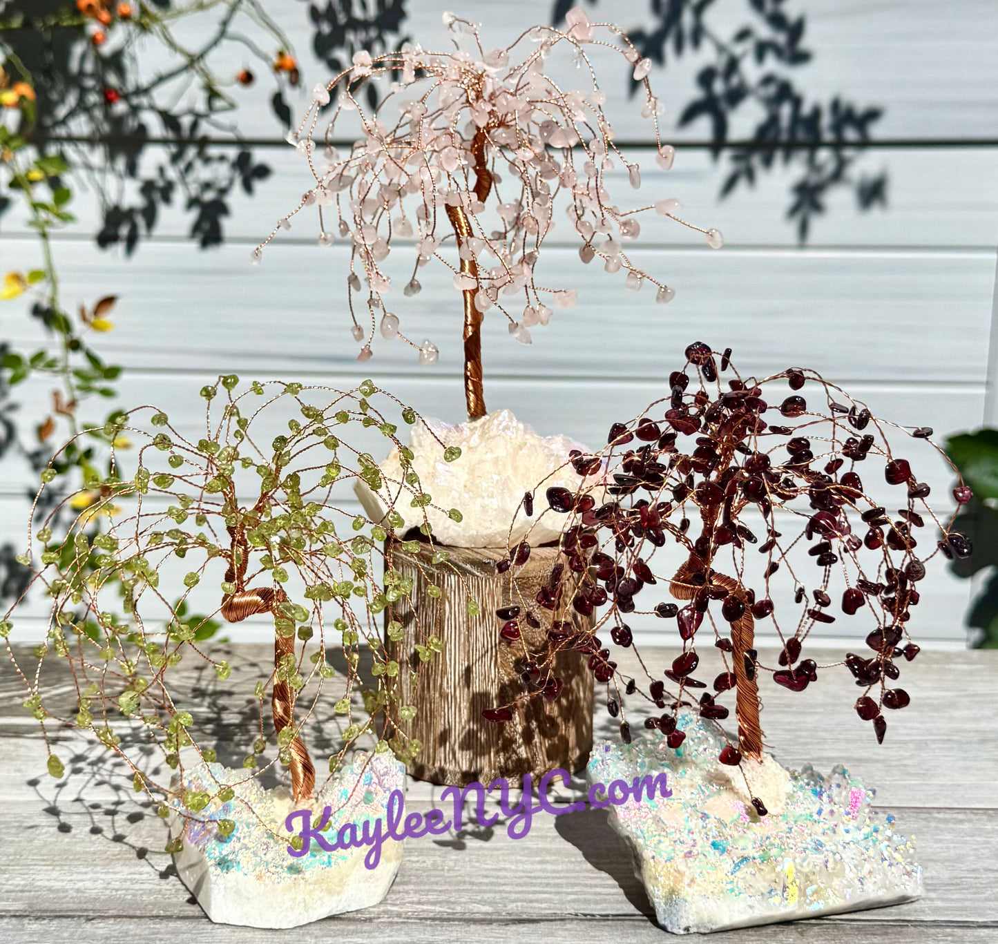 Wholesale Lot 3 Pcs Weeping Willow Tree with Angel Aura Base Crystal Healing Energy