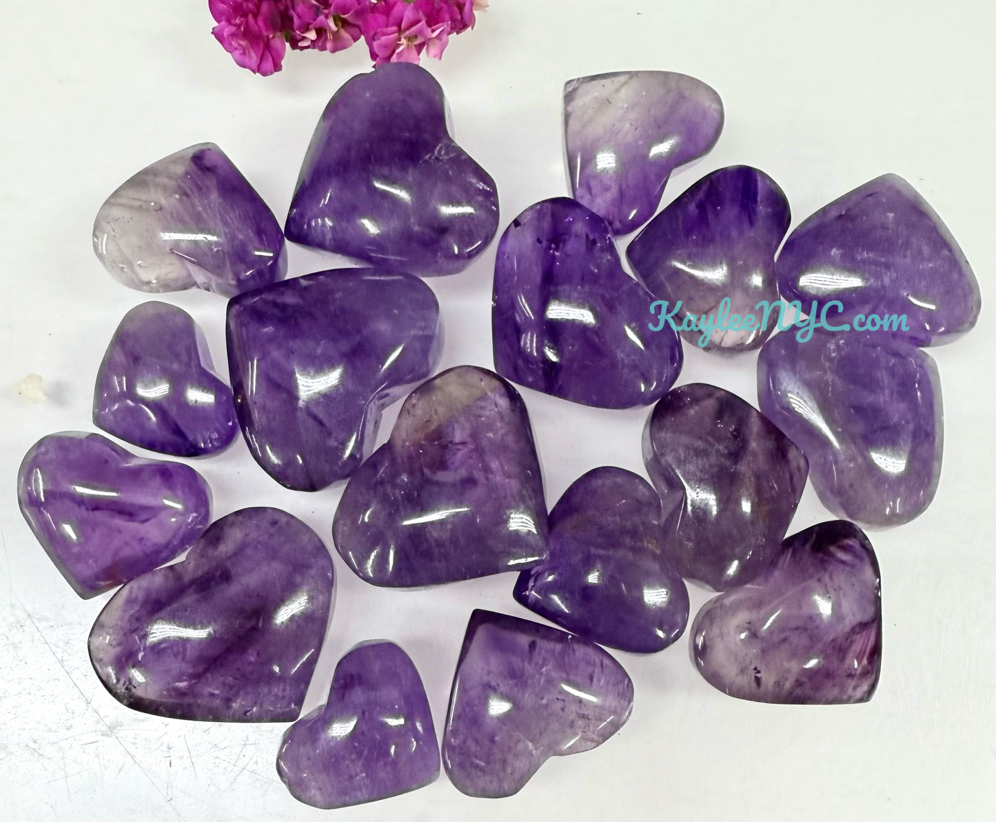 Wholesale 1 lb Lot Natural Amethyst Heart Crystal Energy