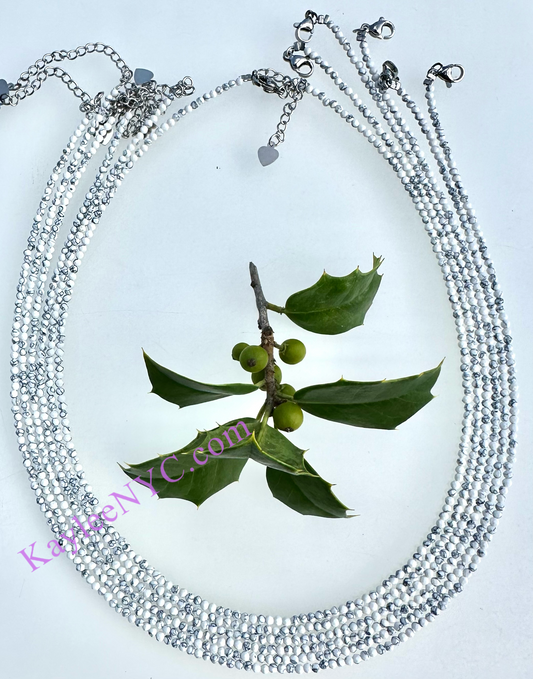 6 PCs 2mm Natural Howlite Necklaces