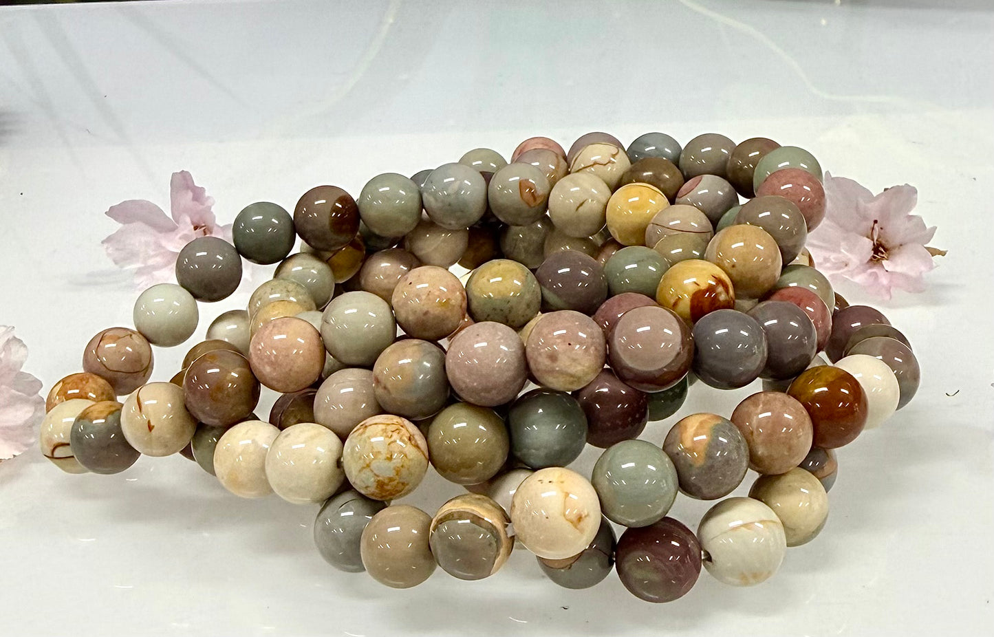 6 PCs 8mm Natural Alashan Agate Stretch Bracelet 7.5”
