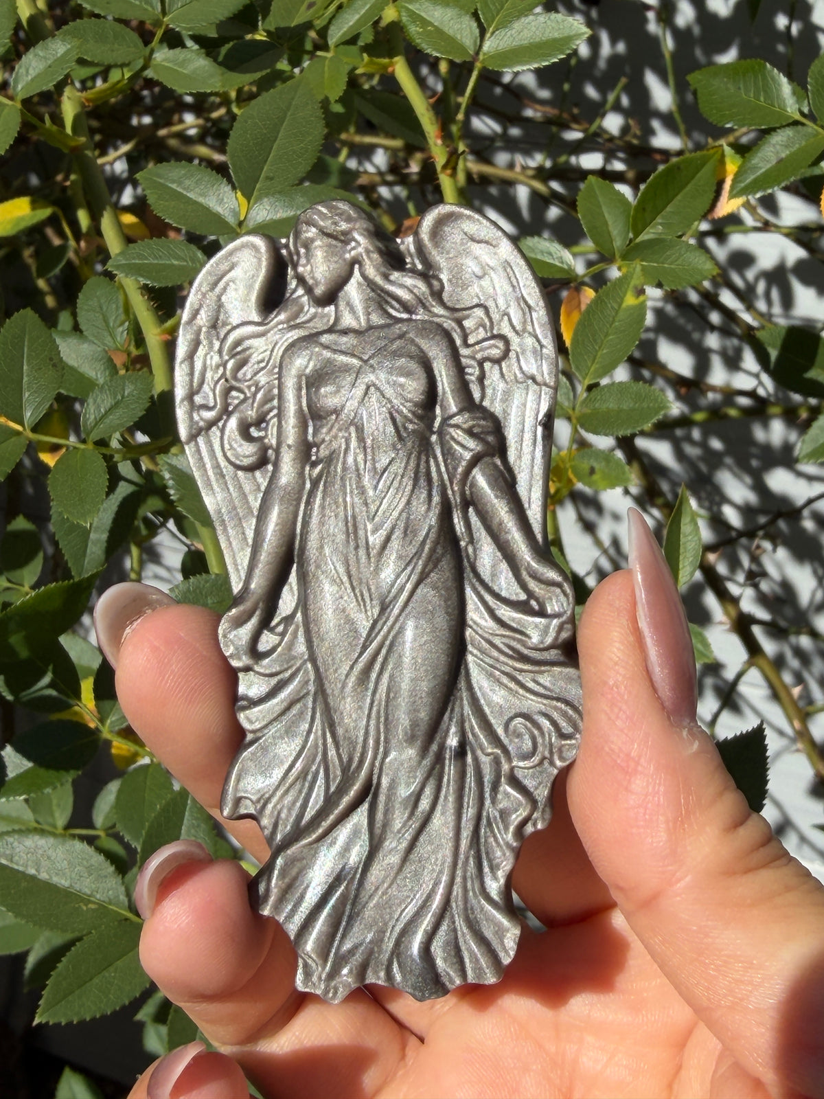 Wholesale Lot 4 pcs Natural Silver Sheen Obsidian Angel Crystal Healing Energy