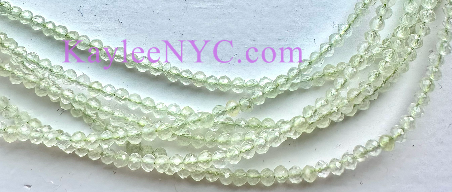 6 PCs 2mm Faceted Natural Prehnite Anklets Stainless Steel Findings