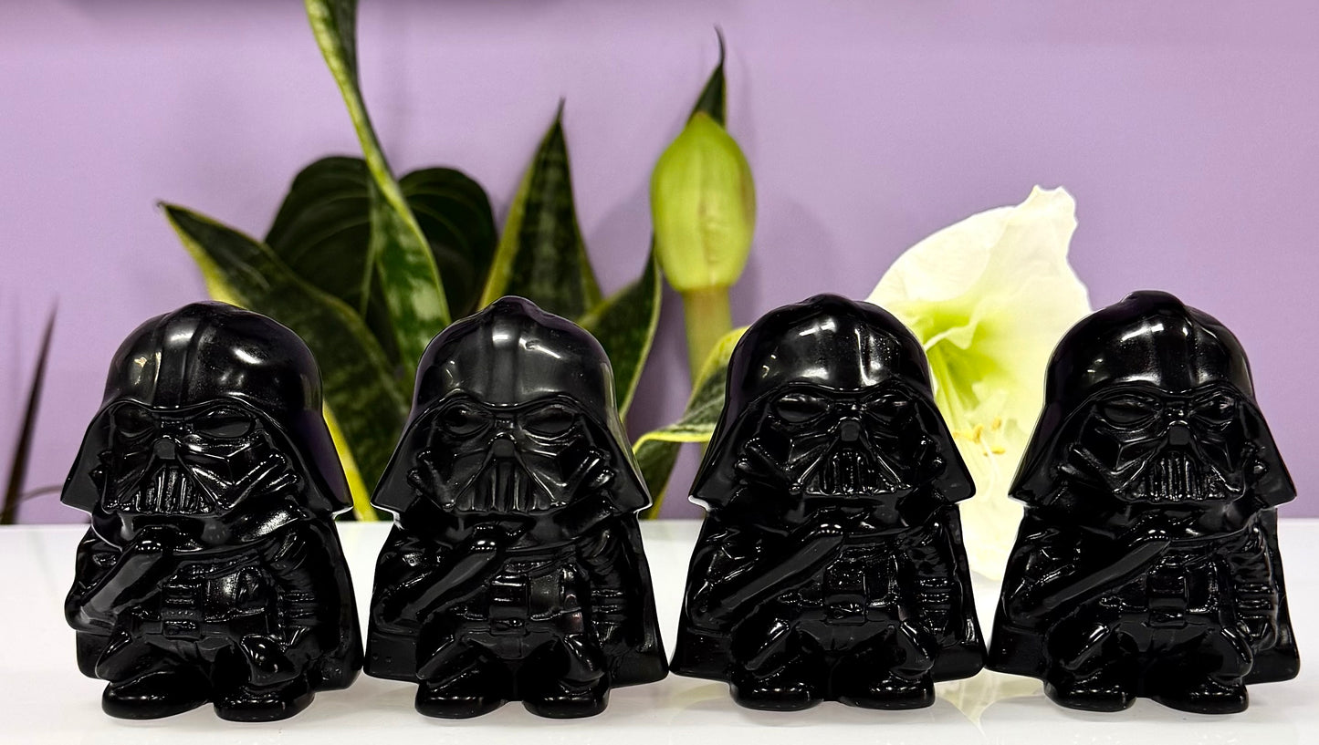 Wholesale Lot 4 PCs 8cm Black Obsidian Darth Vader Crystal Healing Energy