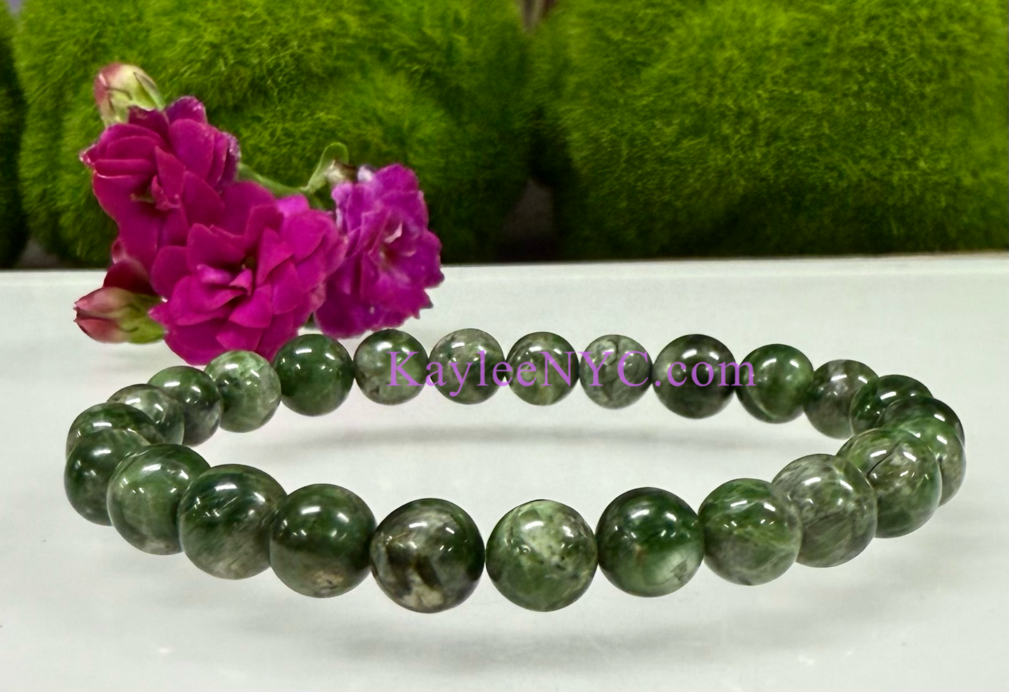 6 PCs 8mm Natural Diopside Stretch Bracelet 7.5”