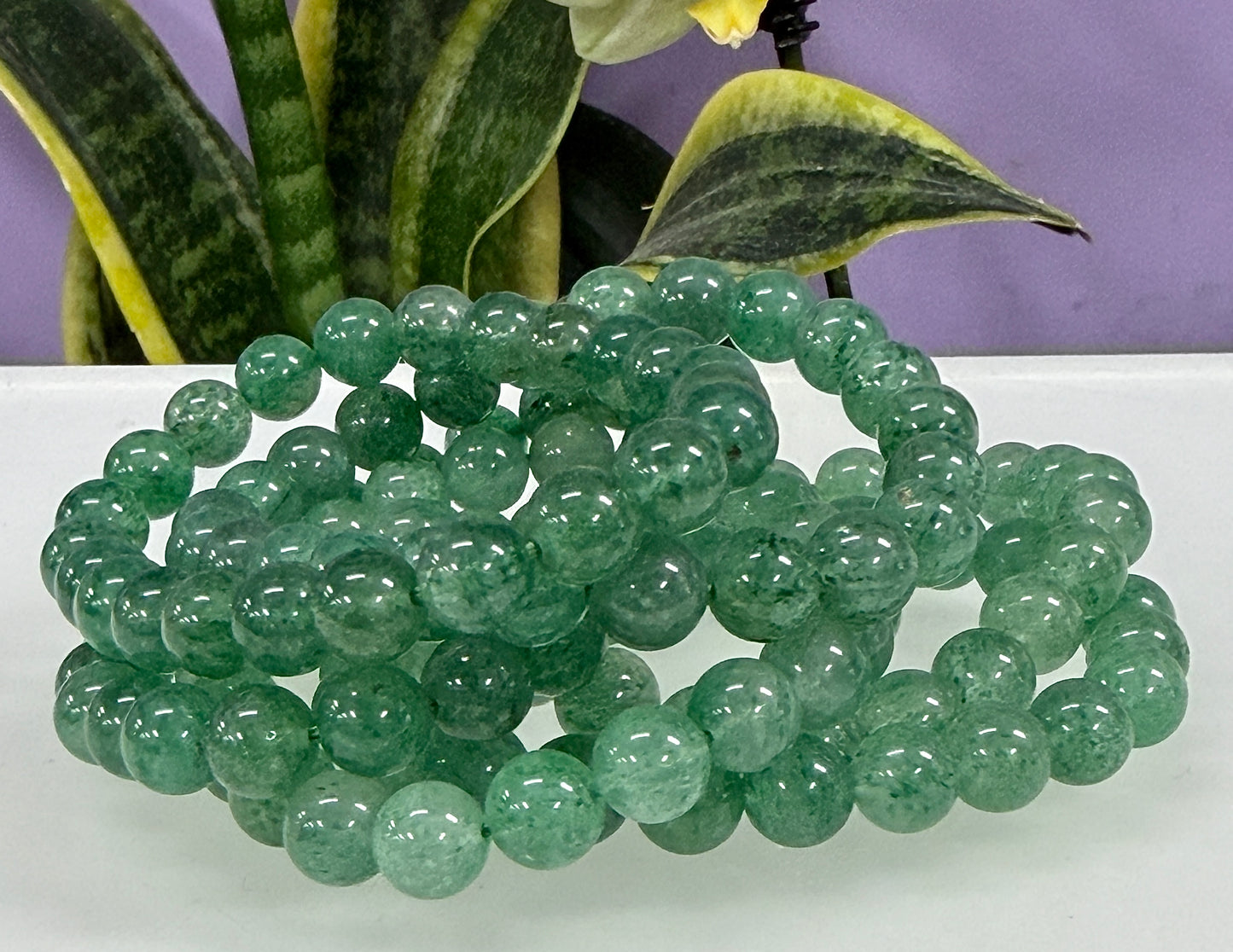 Wholesale 6 Pcs Natural Green Strawberry Quartz Bracelet 8mm 7.5” Healing Energy Crystal