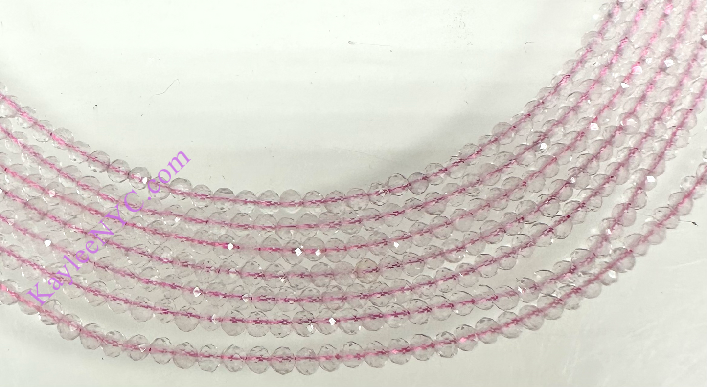 6 PCs 2mm Natural Rose Quartz Necklaces