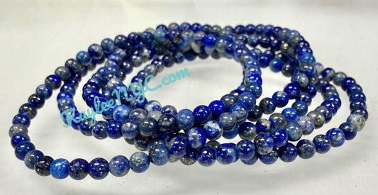 Wholesale 6 Pcs Natural Lapis Lazuli 4mm 7.5” Crystal Healing Stretch Bracelet