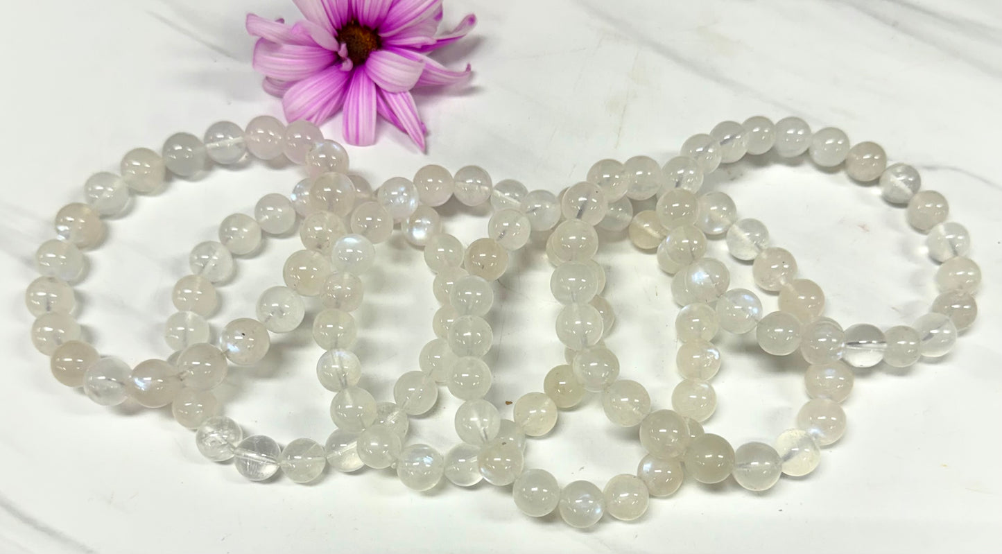 Wholesale Lot 6 Pcs Natural Moonstone 10mm 8” Natural Stretch Bracelet