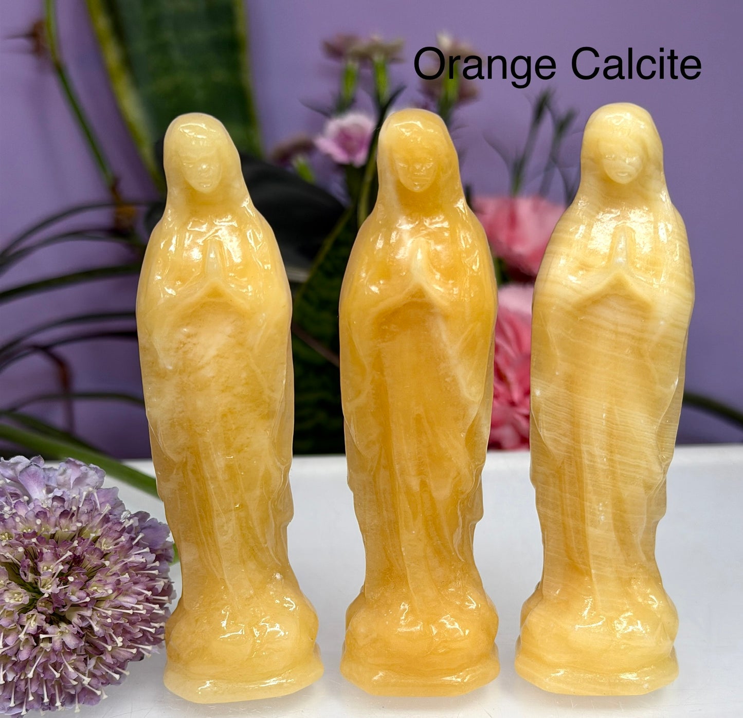 4PCs 10cm Natural Crystals Virgin Mary Healing Energy