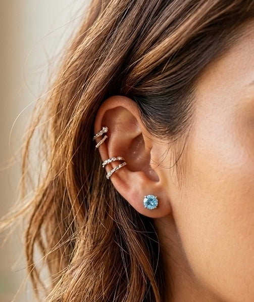Wholesale 5 pairs Natural Blue Topaz Stud Earrings, 6mm (925) Posts