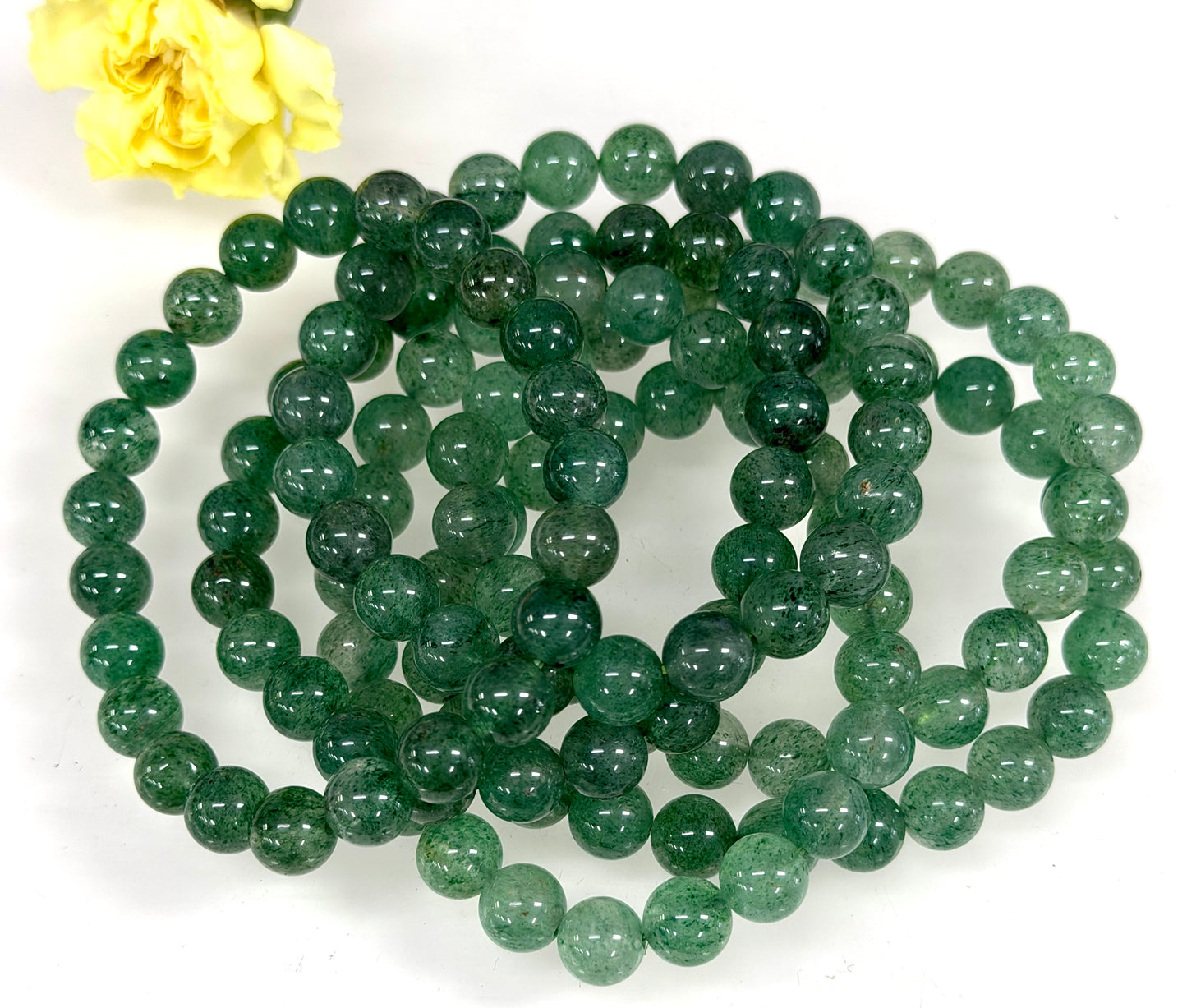 Wholesale 6 Pcs Natural Green Strawberry Quartz Bracelet 8mm 7.5” Healing Energy Crystal