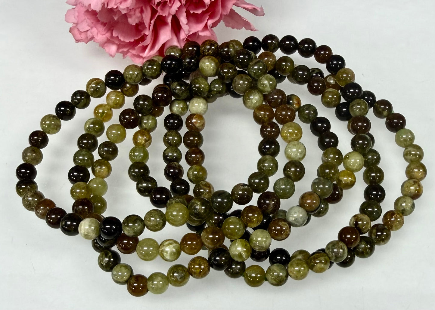 Wholesale 6 Pcs 6mm Green Garnet Stretch Bracelet Natural Crystal Healing Energy