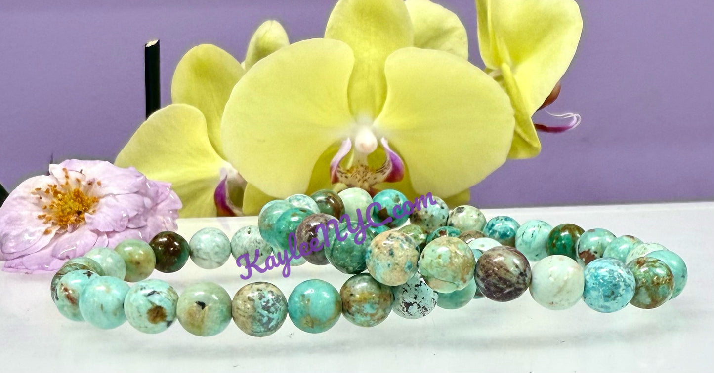 Wholesale 6 Pcs Natural Turquoise 8mm 7.5” Crystal Healing Stretch Bracelet