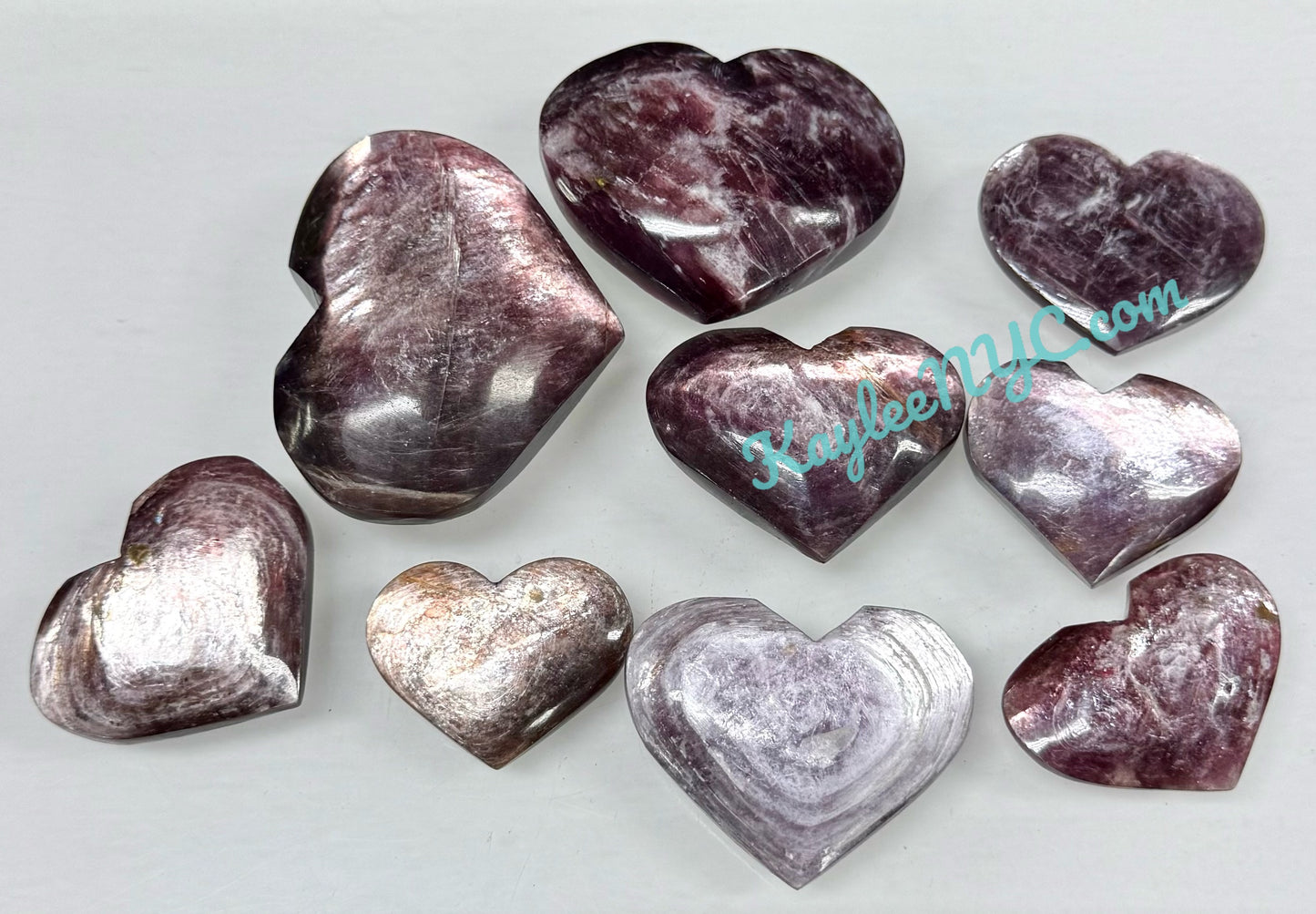 Wholesale 1 lb Lot Natural Lepidolite Mica Heart Crystal Energy
