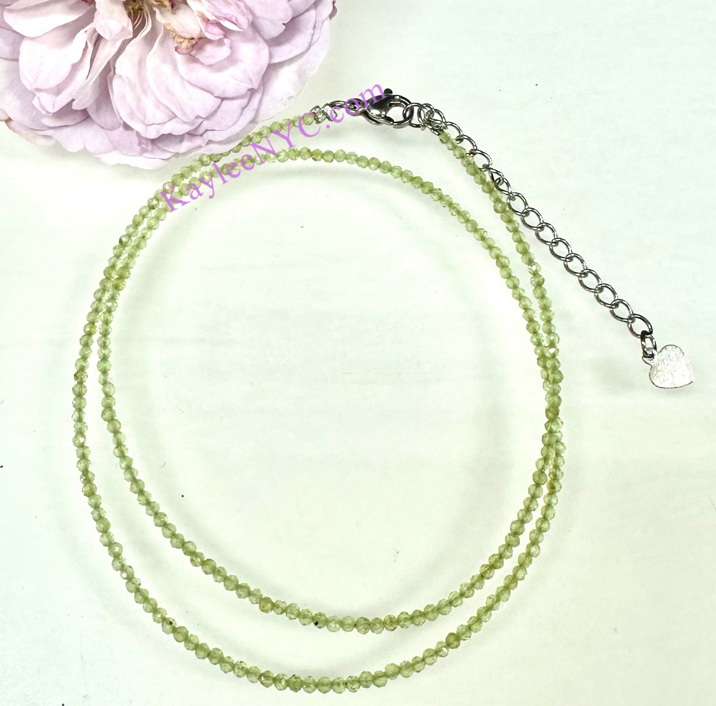 6 PCs 2mm Natural Peridot Necklaces