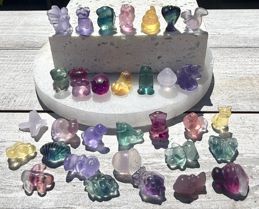 32 pcs Natural Mini Candy Fluorite Carvings