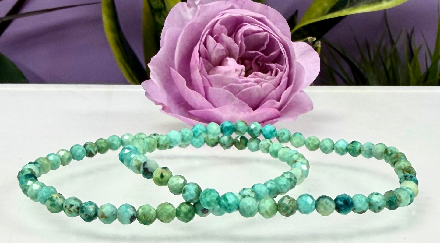 Wholesale Lot 6 Pcs Natural Faceted Turquoise 4mm 7.5” Crystal Healing Stretch Bracelet