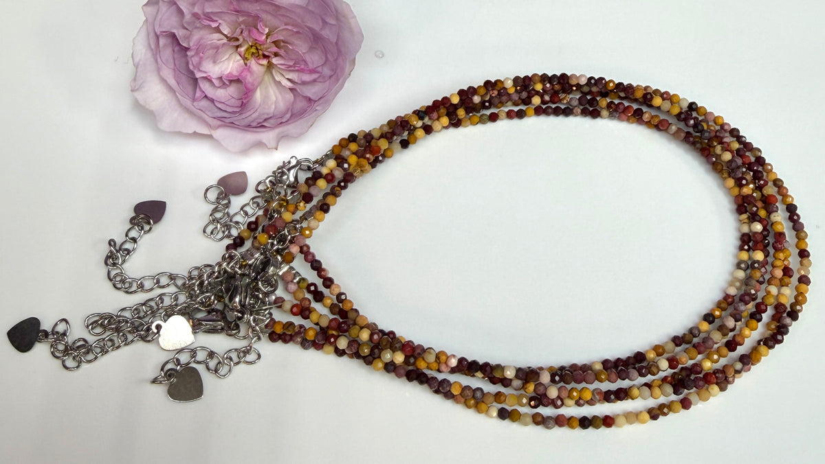 6 PCs 2mm Natural Mookaite Jasper Anklet Crystals Healing Energy