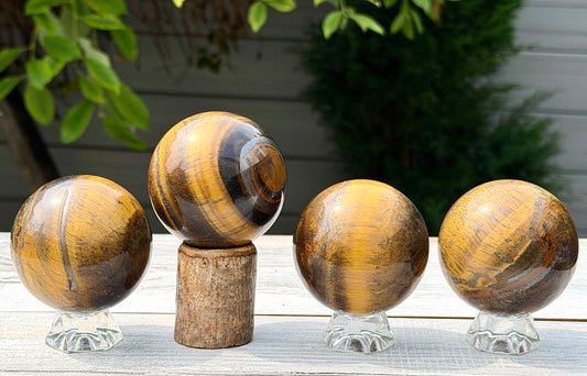 Wholesale Lot 3-4 pcs Natural Tiger Eye Spheres Crystal Ball Energy Healing